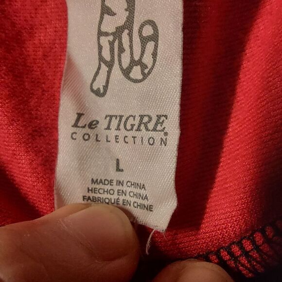 Le Tigre Mens L Black & Red Velour Embroidered Jacket - Picture 12 of 14